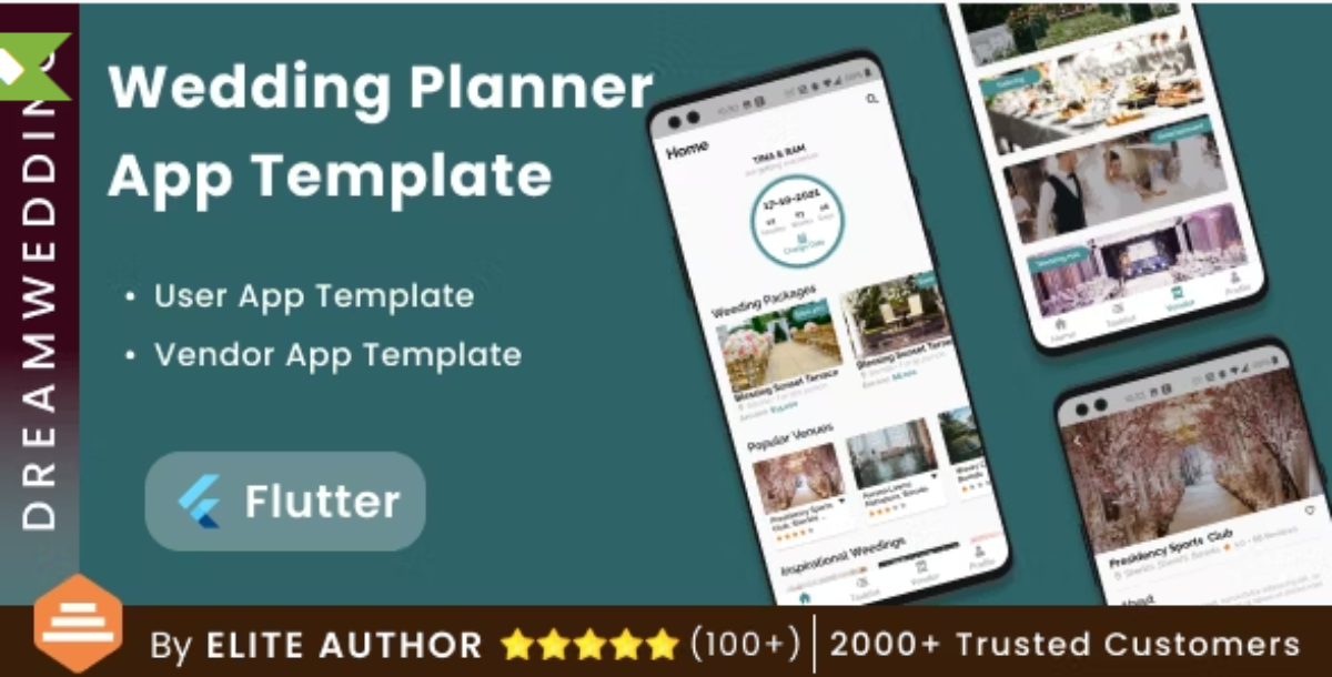 Wedding Planning Android App Template + iOS App Template | 2 Apps | Flutter | DreamWedding