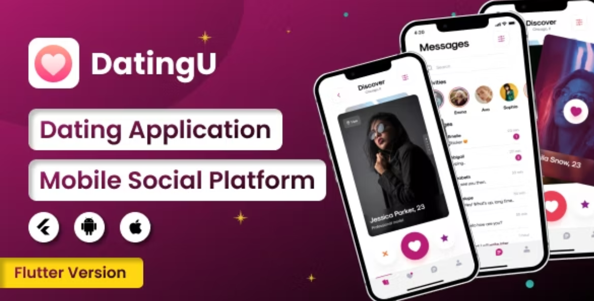DatingU Dating App - Flutter Android/iOS Full Application With Admin Panel
