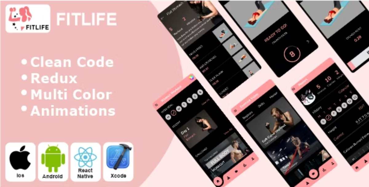 FitLife - Fitness & Exercise App React Native iOS/Android App Template