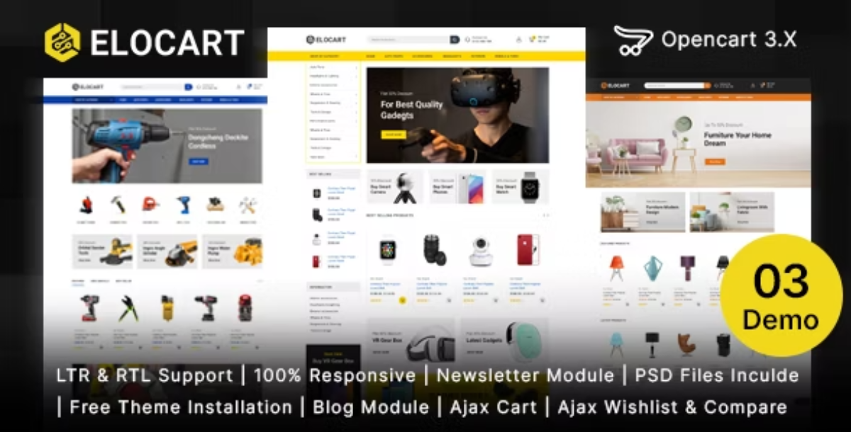 Elocart - Electronics & Tools & Furniture Store OpenCart 3 Responsive Theme