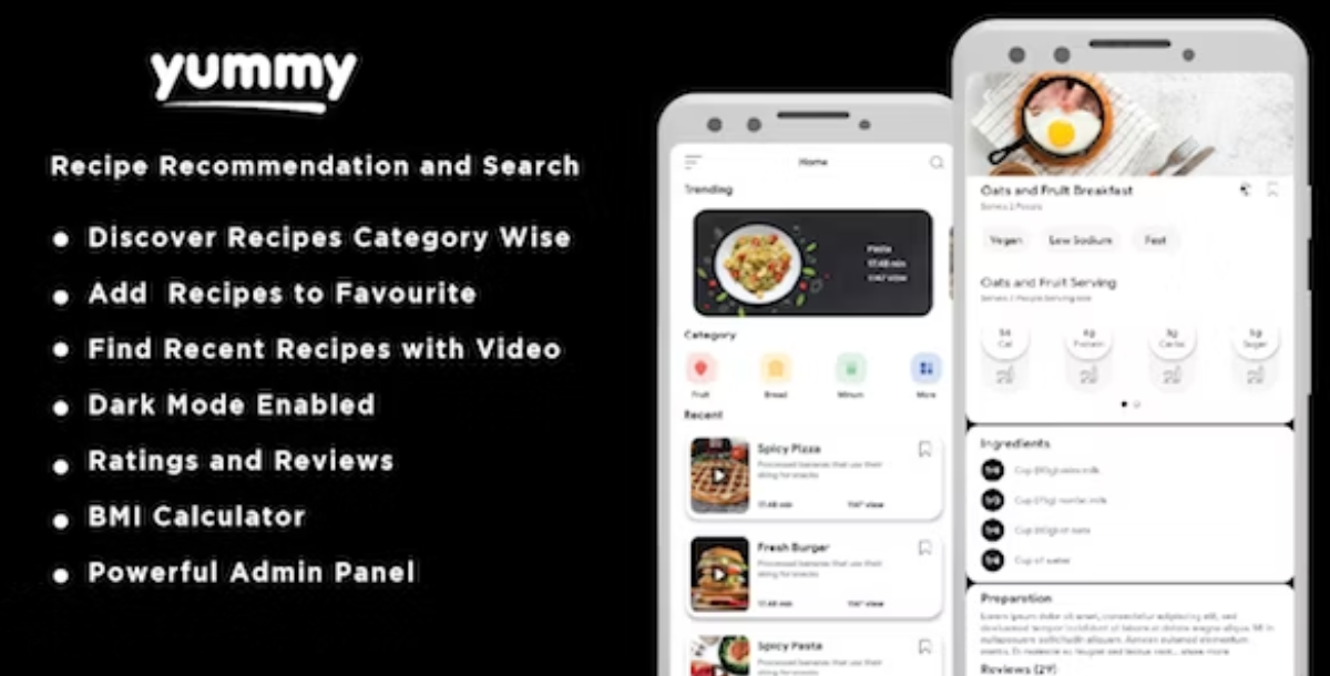 Yummy - Food Recipe Native Android App With Admin Panel