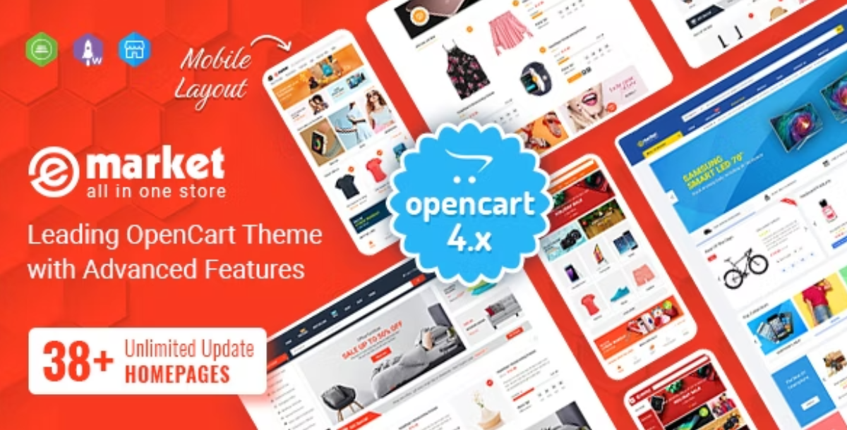 eMarket - Multipurpose MarketPlace OpenCart 4 Theme (38+ Homepages & Mobile Layouts Included)