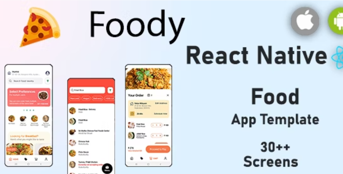 Foody - React Native Restaurant Food delivery iOS and Android App UI