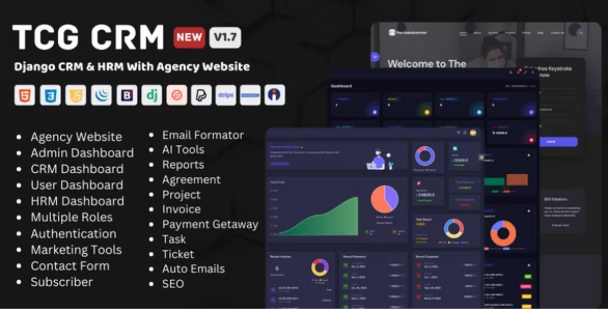 TCG CRM - Django CRM & HRM Software With Agency Website