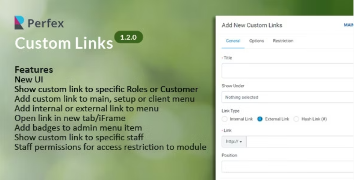 Custom Links for Perfex CRM