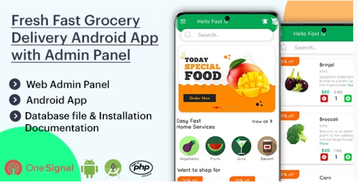 Fresh Fast Grocery Delivery Native Android App with Interactive Admin Panel v1.2