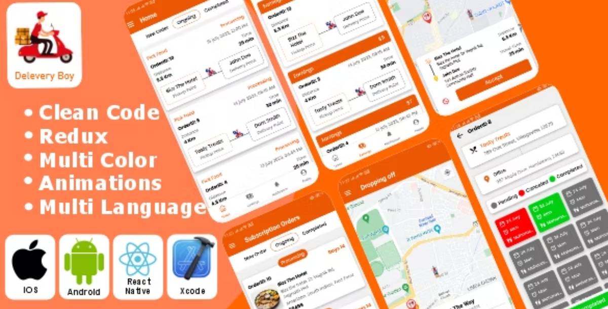 Delivery App- On Demand Delivery | E-commerce Delivery App React Native iOS/Android App Template