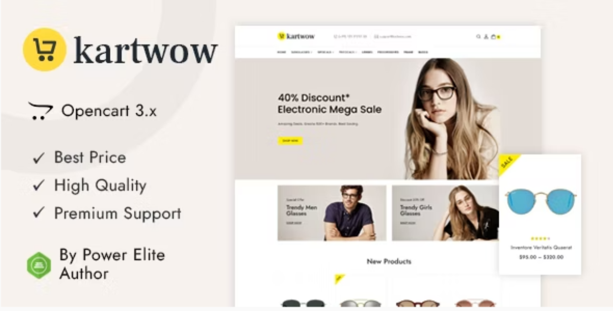 Kartwow - Fashion and Sunglasses OpenCart Theme