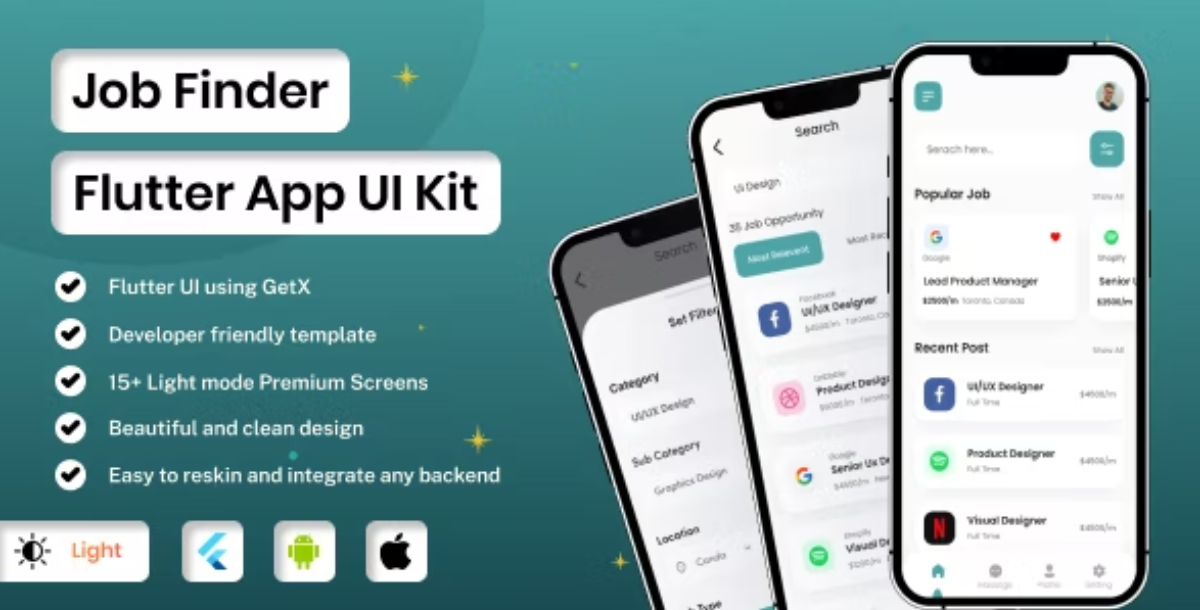 Jobs - Job Finder | Job Seeker | Flutter iOS/Android App Template