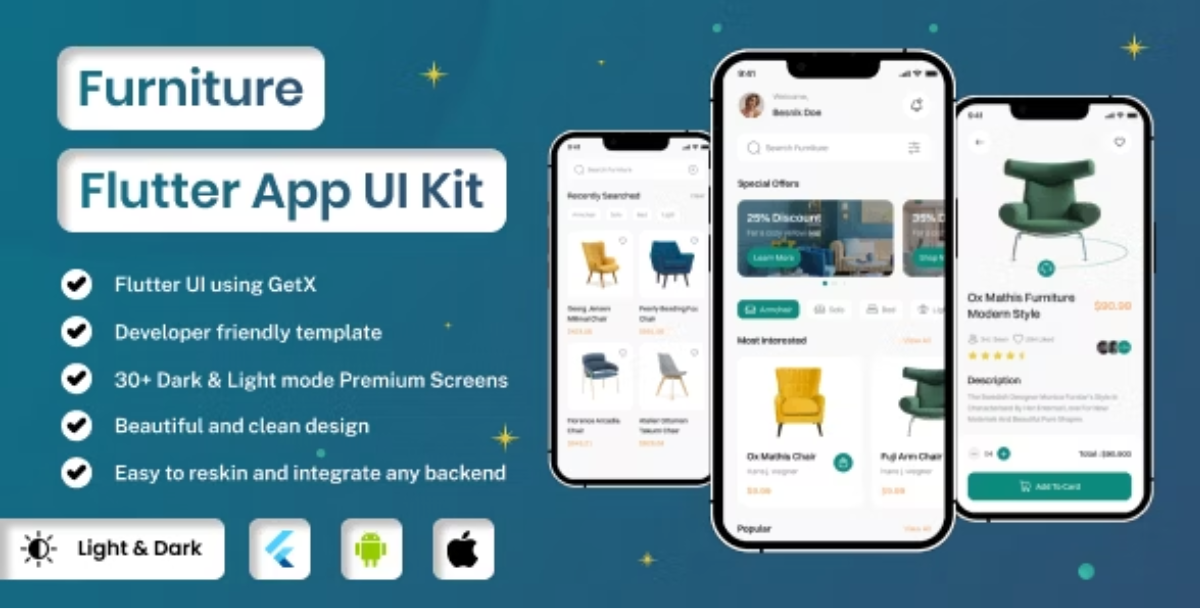 Furniture Store | E Commerce | Flutter iOS/Android App Template