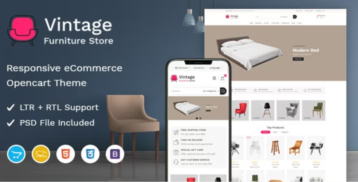 Vintage - Furniture Responsive OpenCart Theme