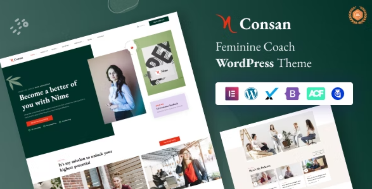 Consan - Feminine Coach Elementor WordPress Theme