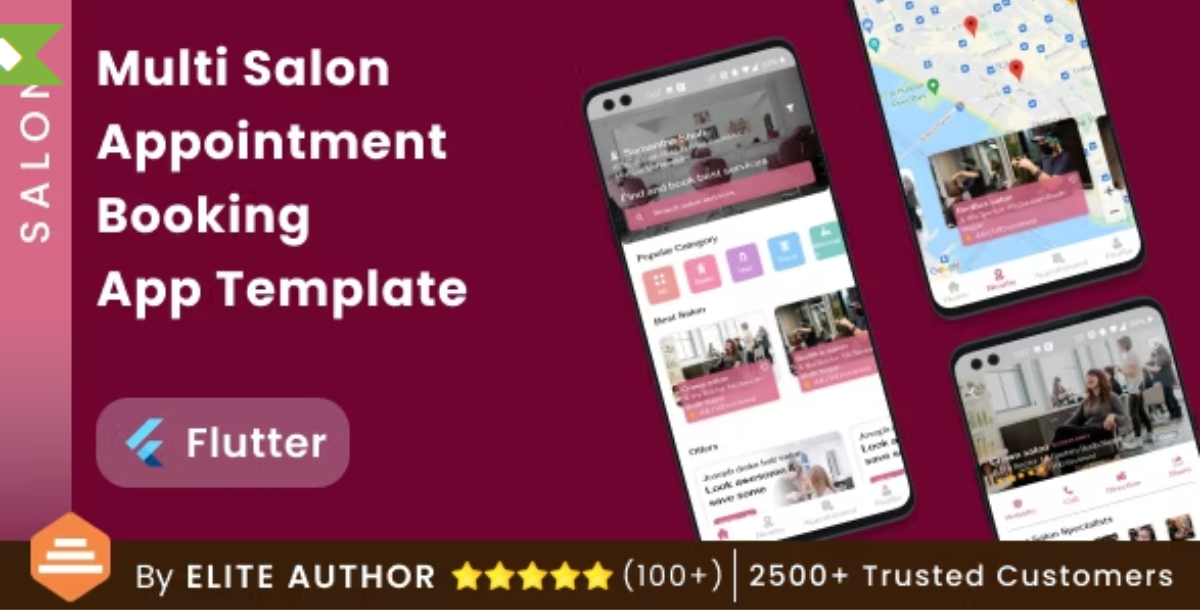 Multi Salon Appointment Booking Android App Template + iOS App Template | Flutter