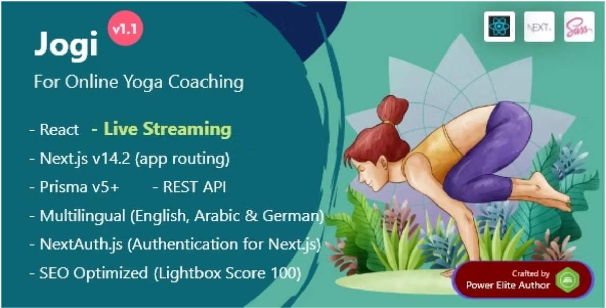 Jogi - Yoga Fitness Coaching & Training React Nextjs 14+ LMS System