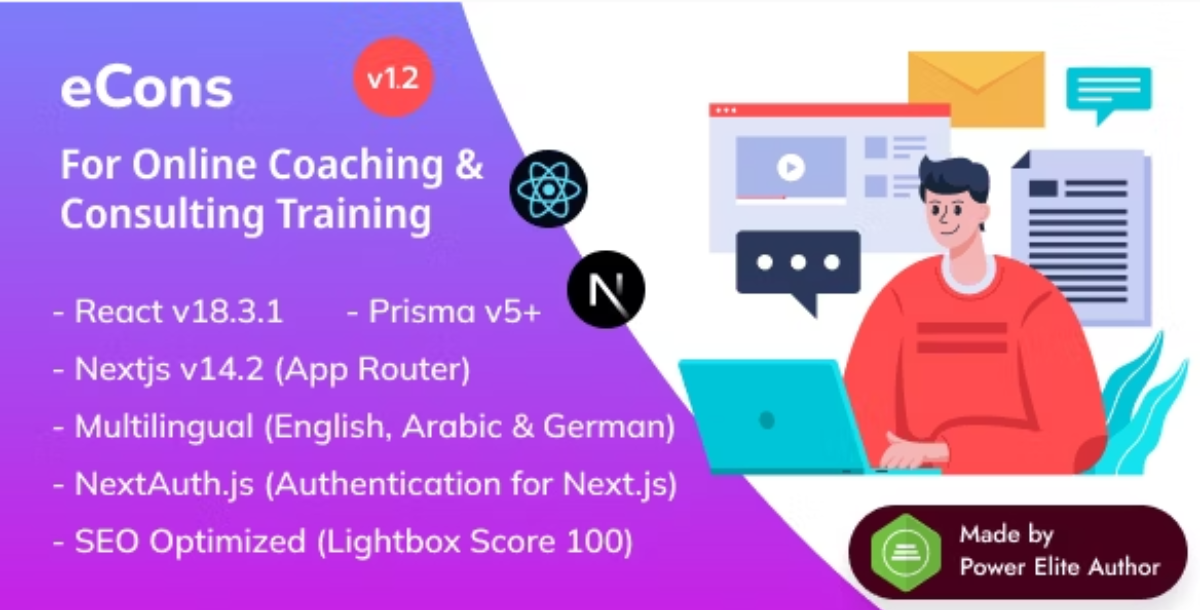 eCons - Online Coaching & Consulting React Next.js 14+ LMS System