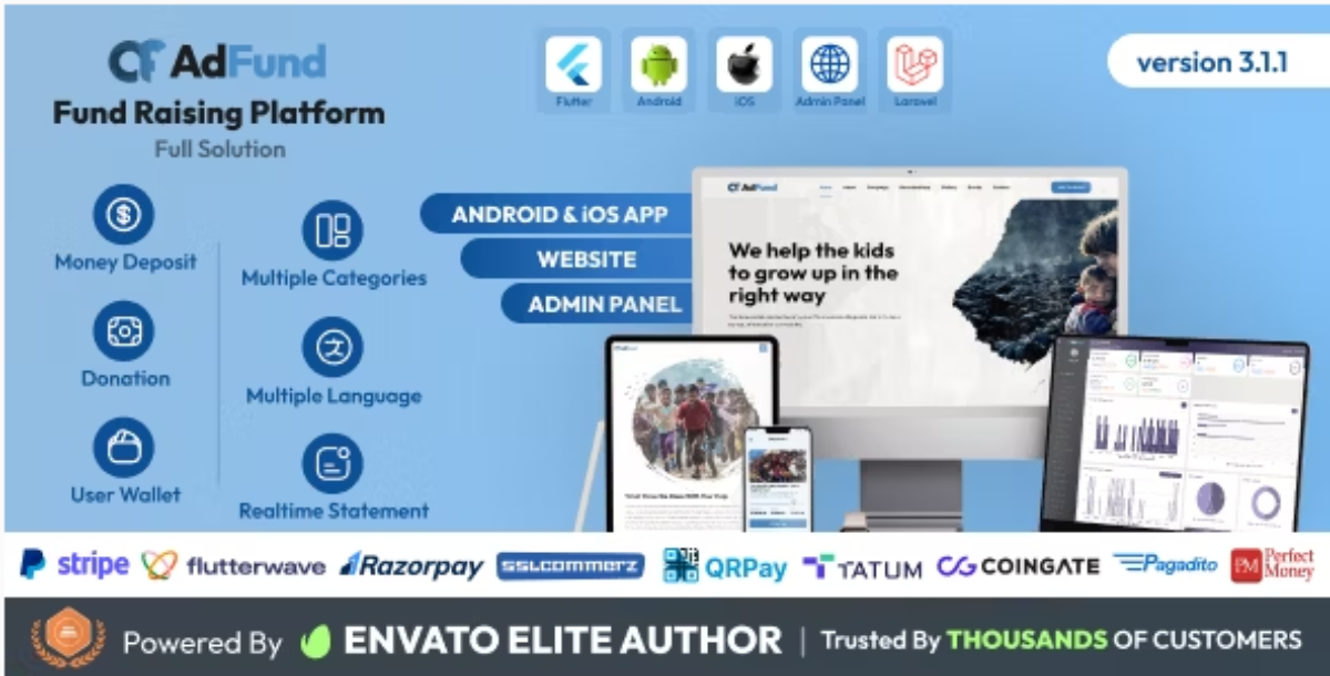 AdFund - Fund Raising Platform Website | Android-iOS App | Admin Panel