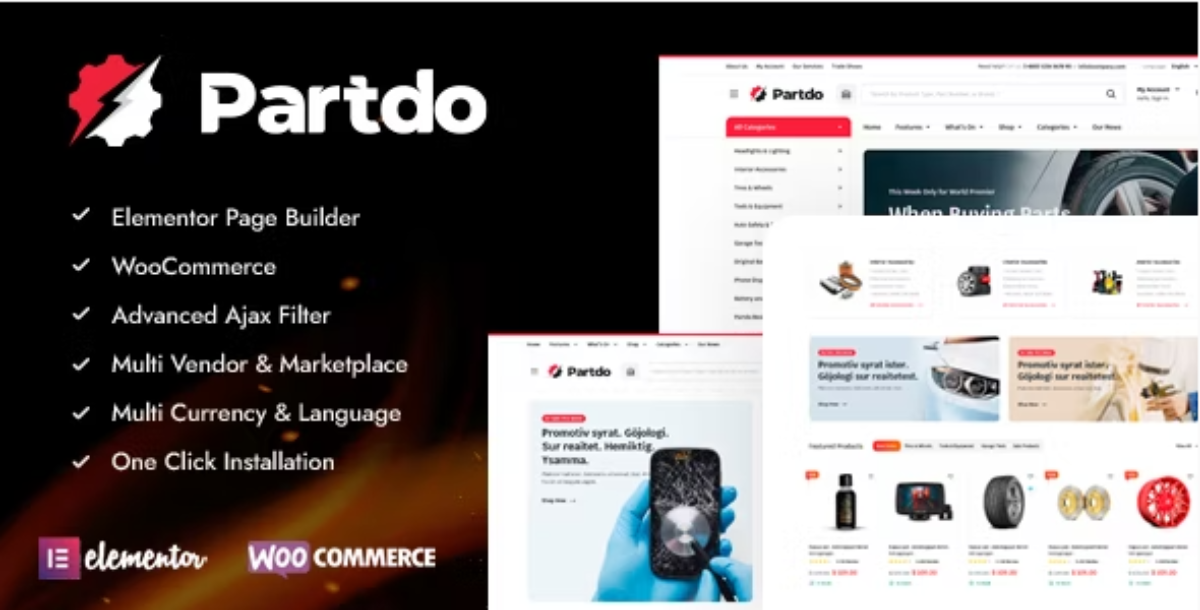 Partdo - Auto Parts and Tools Shop WooCommerce Theme