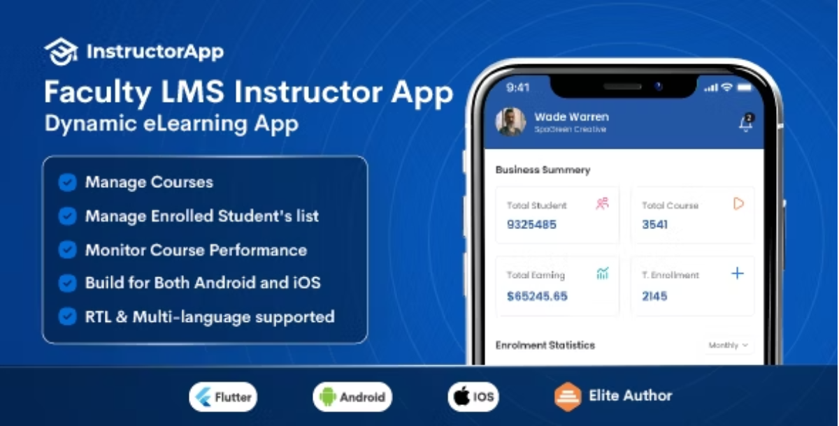 Faculty LMS Instructor App - eLearning Management System Flutter App