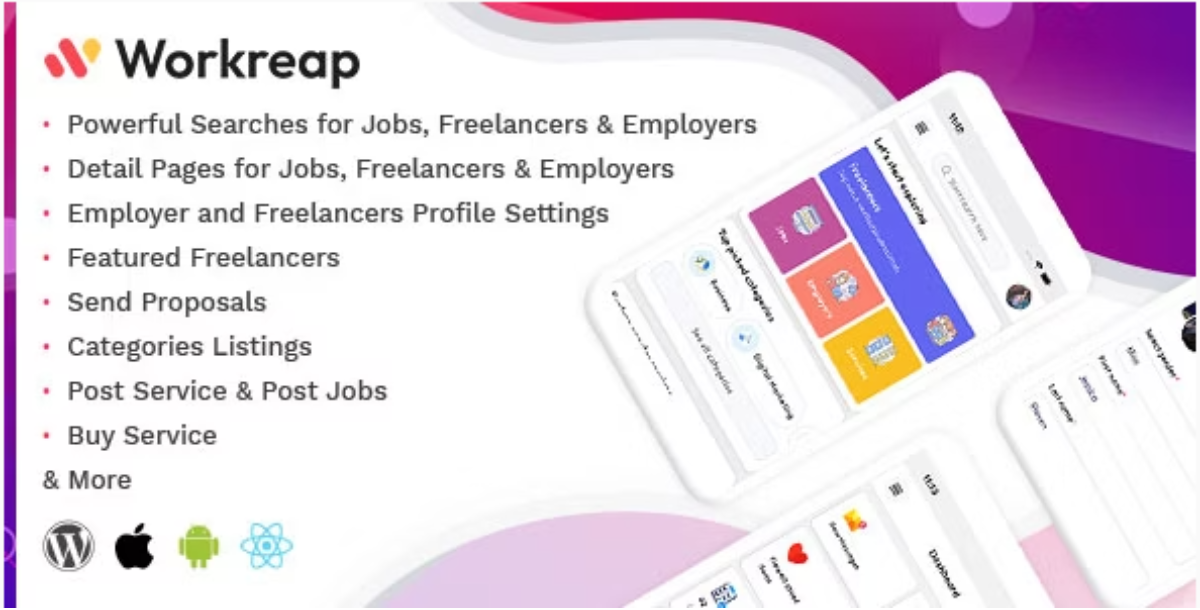 Workreap React Native - Android and IOS Mobile APP
