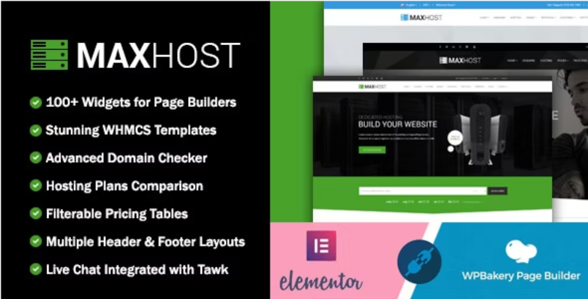 MaxHost - Web Hosting, WHMCS and Corporate Business WordPress Theme with WooCommerce