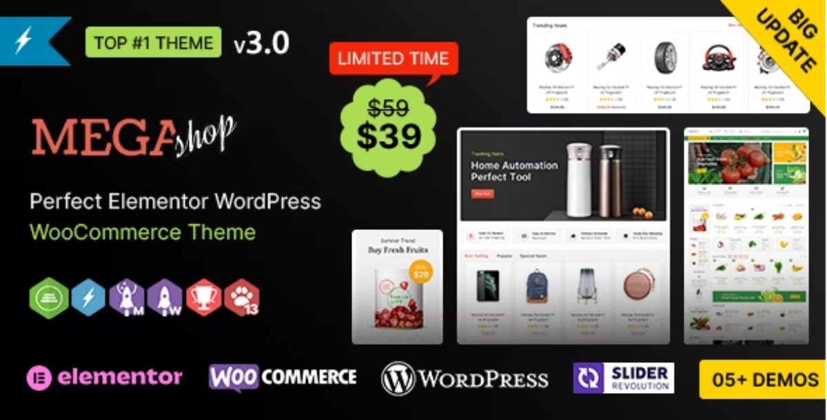 Mega Shop WP - Multipurpose Elementor WooCommerce Theme