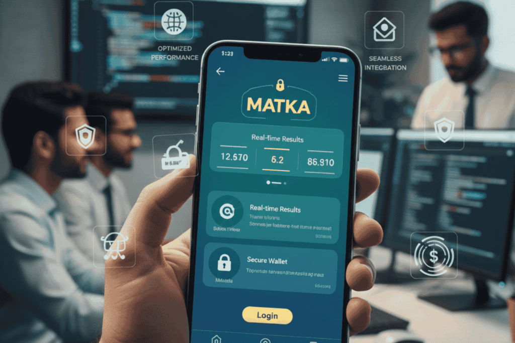 High-performance Android mobile app interface for Satta Matka featuring secure wallet system, real-time results, and clean UI by Digital Vyapar Seva.