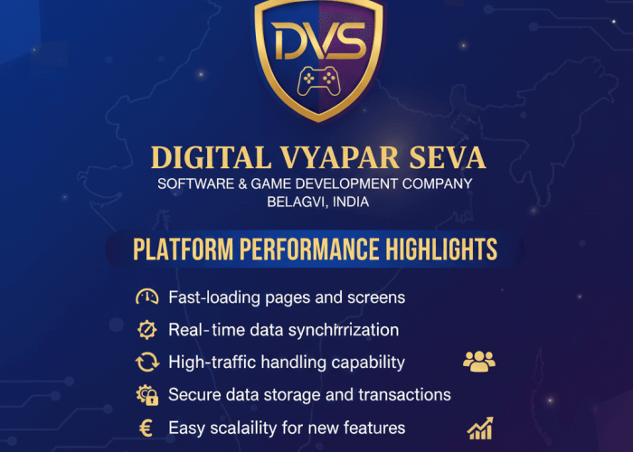 Platform Performance Highlights: Fast-loading pages and screens Real-time data synchronization High-traffic handling capability Secure data storage and transactions Easy scalability for new features and markets